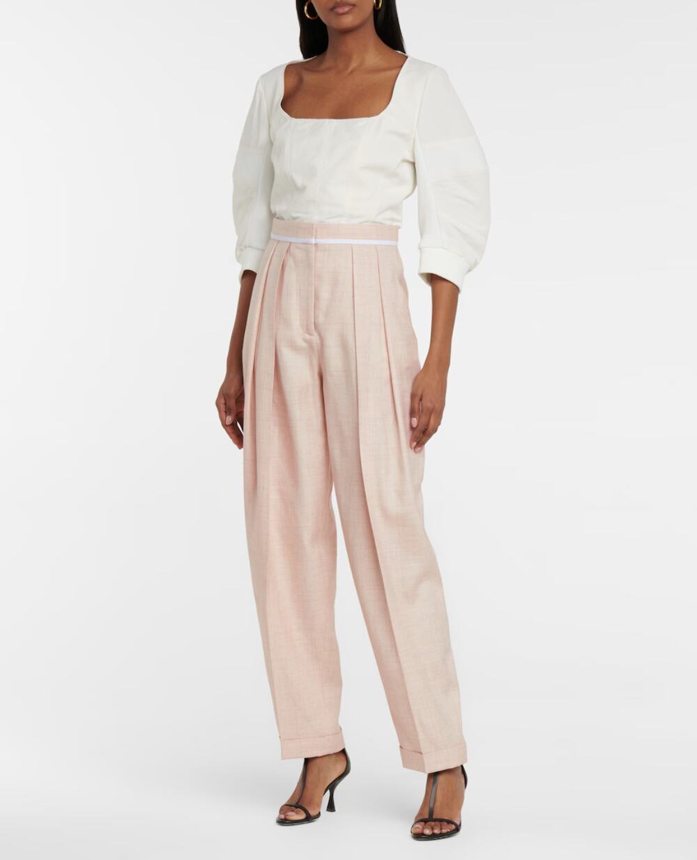Stella McCartney Ariana Linen Blend Pleated Wide-Leg Pants Women's Size EU 38